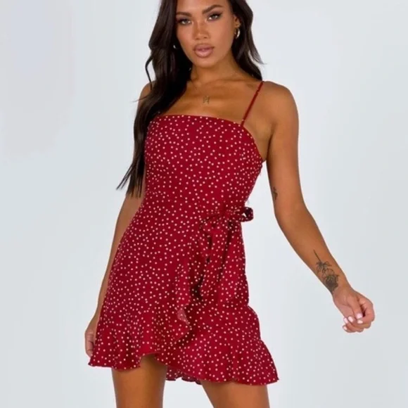 short sleeve wrap dress mini Cape Sleeve Surplice Mini Dress in Peach Small